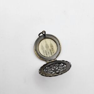 Gold-tone Salt Lake Temple Gothic Architecture Filagree Cutout Locket Pendant